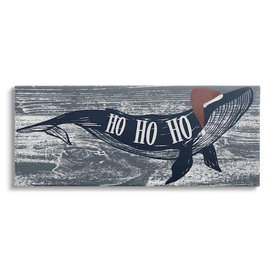 Stupell Industries Ho Ho Ho Christmas Santa Whale Canvas Wall Art